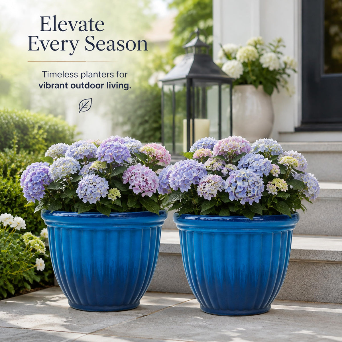 Autodaya 15" Large Planters for Outdoor Plants Set of 2 Plastic Flower Pots (2 Count)