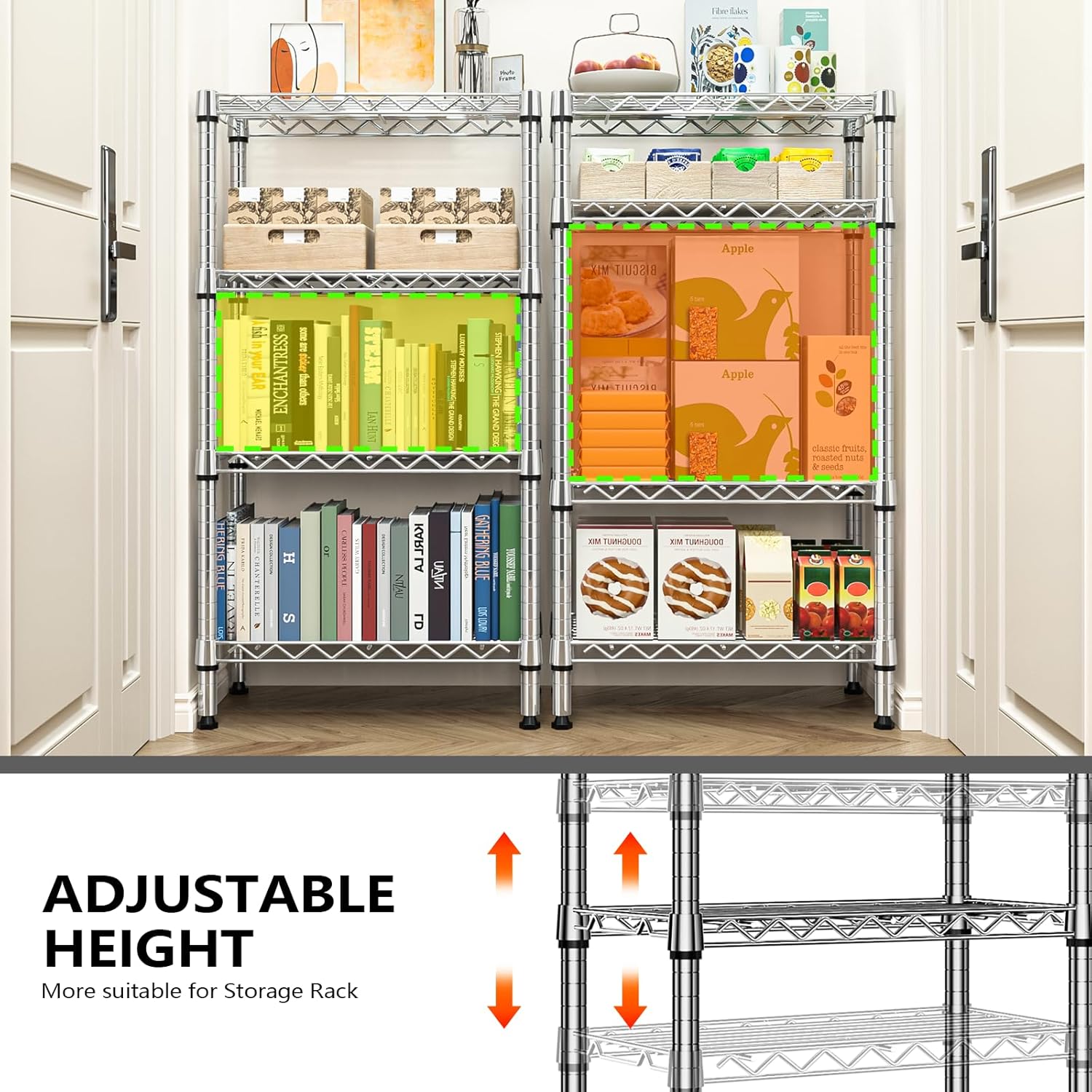 1000 lbs 4 Tier Shelf Metal Storage Shelves Wire Rack Closet Organizers with PP Board for Garage Kitchen Bathroom Laundry Chrome 11.8" D x 21.7" W x 39.5" H - NestledHome