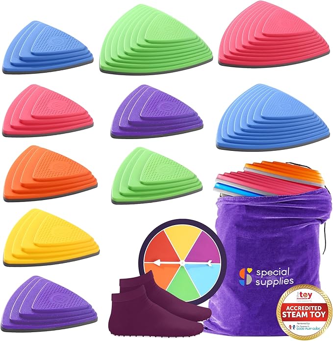 Special Supplies Stepping Stones for Kids Indoor and Outdoor Balance Blocks Promote Coordination, Balance Strength Child Safe Rubber, Non-Slip Edging