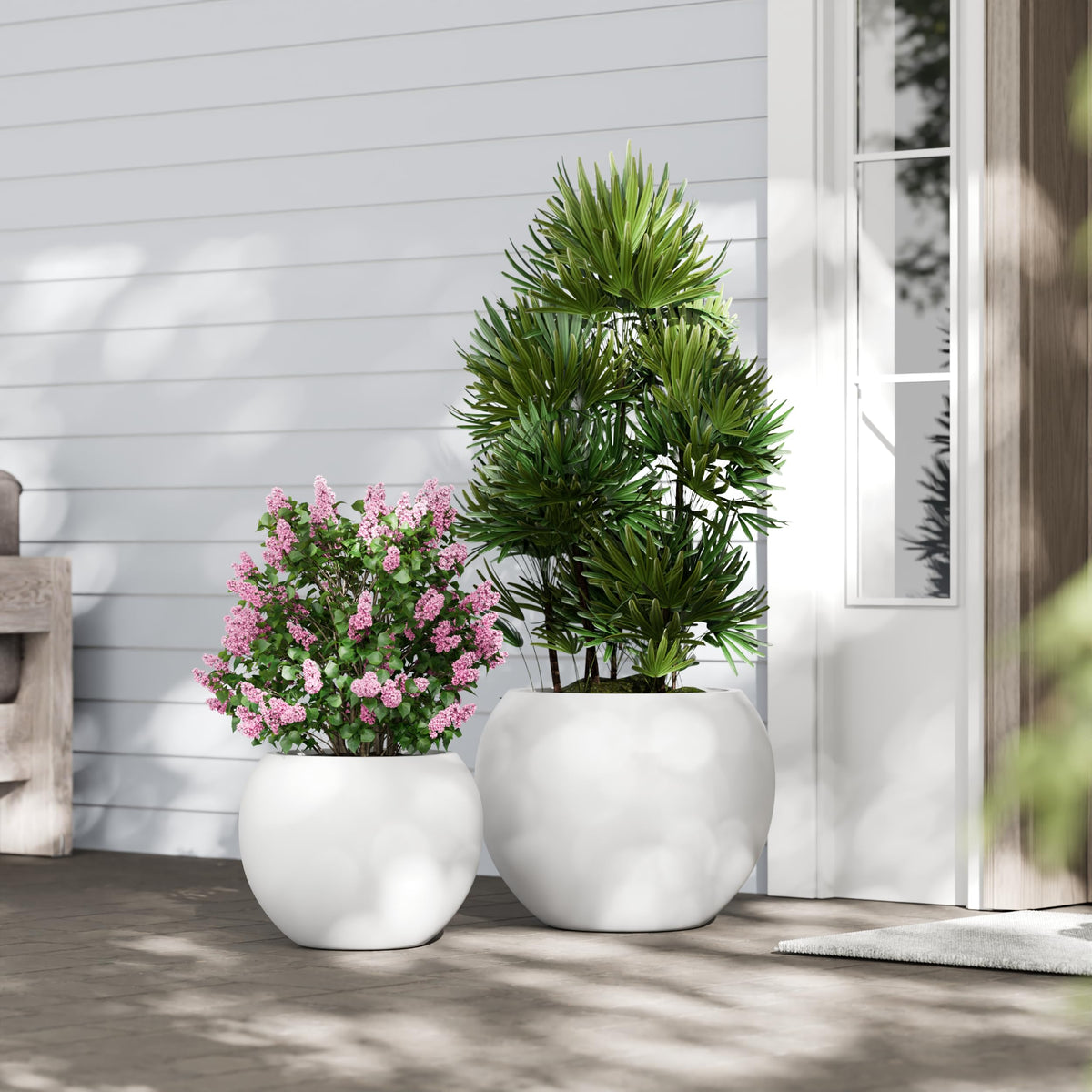 Premium Mt Sherman Fiberstone Sphere Planter for Indoor Outdoor Use