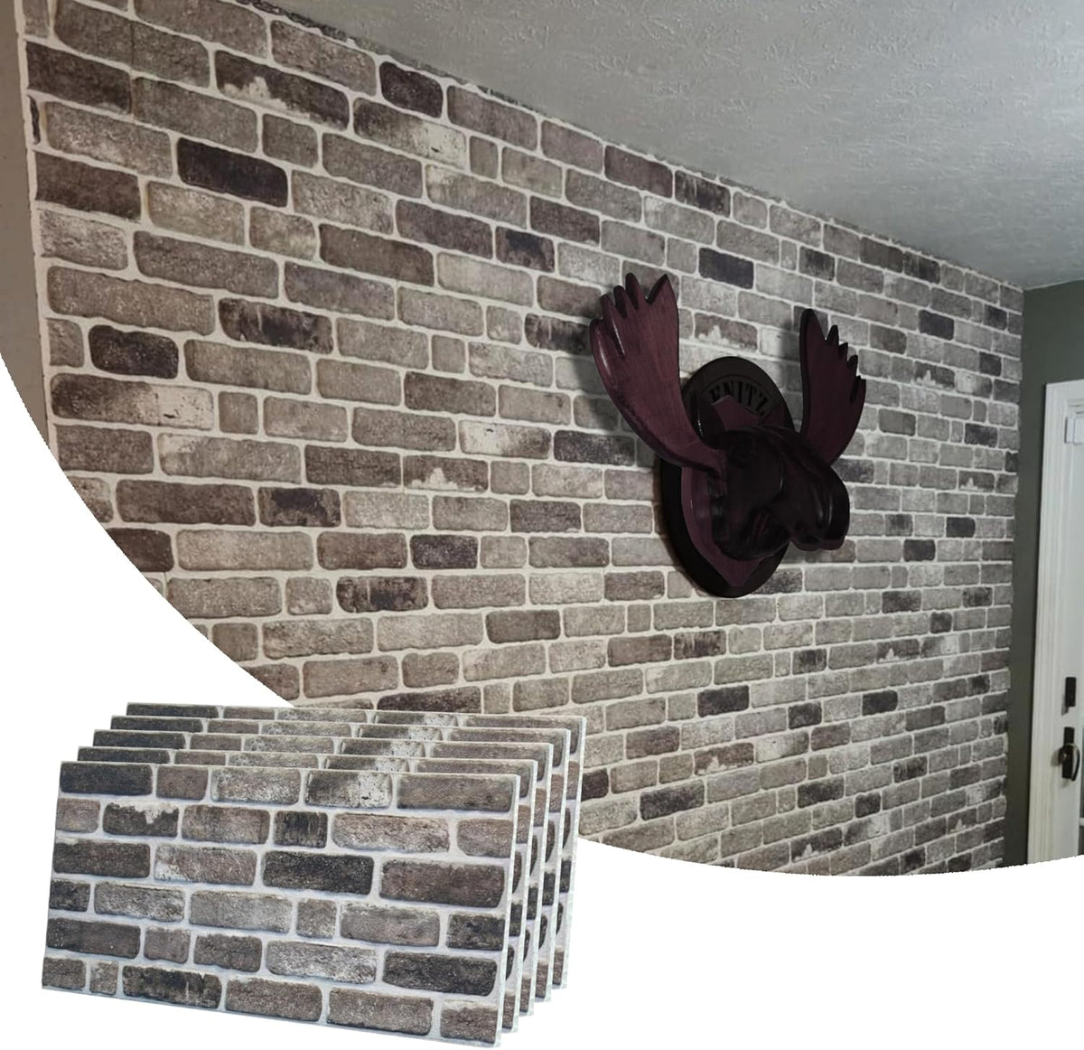 Dundee Deco 3D Wall Panels Faux Brick - Cladding, Grey Black Stone Look Wall Paneling, Styrofoam Facing for Living Room, Kitchen, Bathroom, Balcony, Bedroom, Set of 5, Covers 27 sq ft