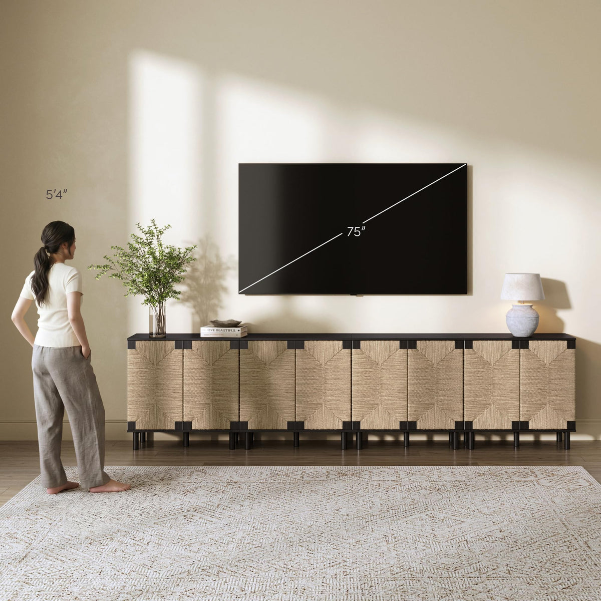 Beacon Accent Natural Sideboard Storage Cabinet TV Stand in Wire