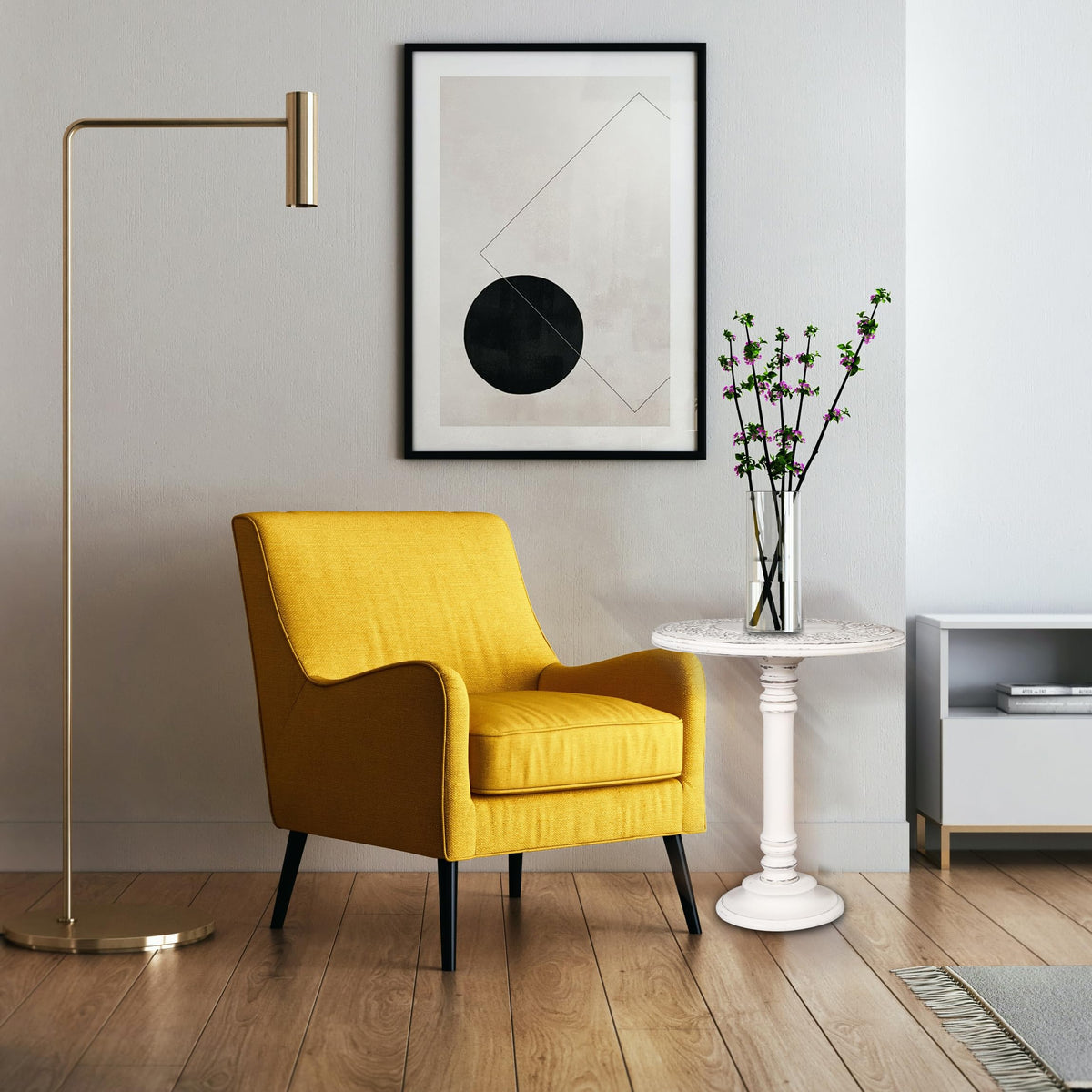 Lightnpro Carved Round Pillar End Table