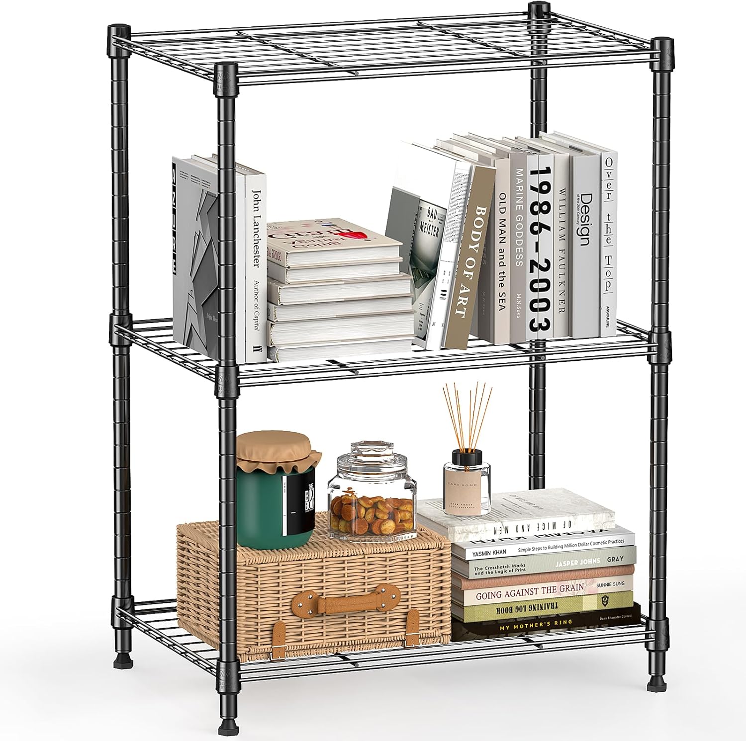 450 lbs Steel Storage Shelving 3-Tier Utility Shelving Unit Steel Organizer Wire Rack for Home,Kitchen,Office (11.8" D x 17.7" W x 26.3" H) - NestledHome