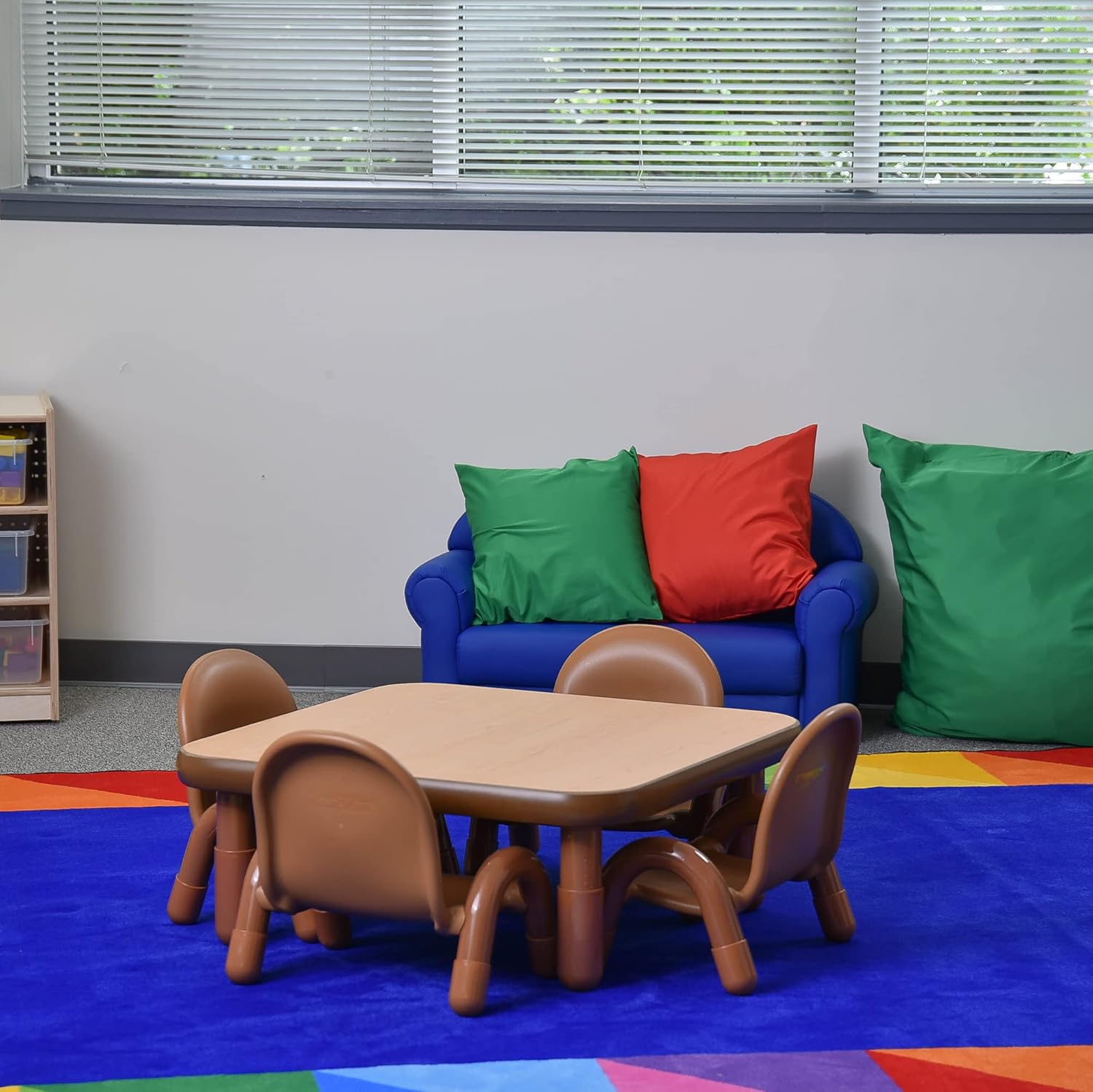 Children’s Factory Baseline Toddler Square Table and Chairs Set, Natural Wood – Includes One 30”, 12” High Square Table and Four 5” High Chairs – Durable, Lightweight, Easy to Move - NestledHome