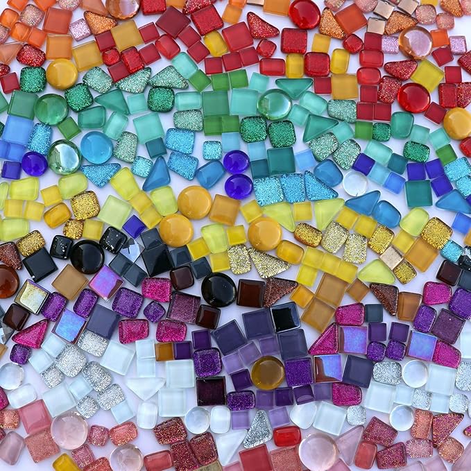 LITMIND Assorted Colors Irregular Crystal Mosaic Tiles, 9oz Value Pack - Perfect for Art Crafts, Mosaic Making Projects, Home Decor, and More