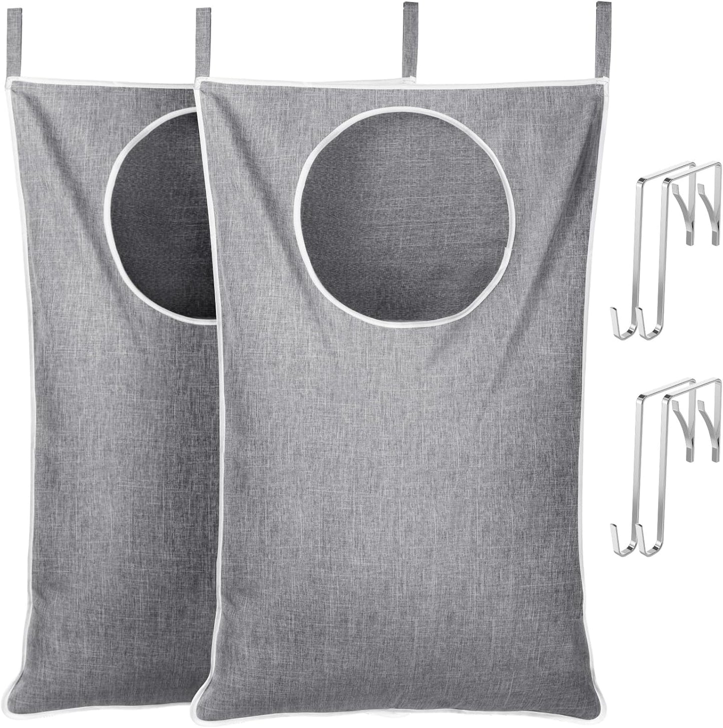 Lifewit 2 Pack Over Door Laundry Hamper, Large Collapsible Hanging Laundry Hamper, Hanging Laundry Basket Bag for Bathroom Bedroom Dirty Clothes Storage Organizer, Light Gray - NestledHome