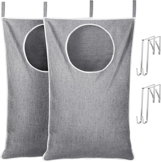 Lifewit 2 Pack Over Door Laundry Hamper, Large Collapsible Hanging Laundry Hamper, Hanging Laundry Basket Bag for Bathroom Bedroom Dirty Clothes Storage Organizer, Light Gray - NestledHome