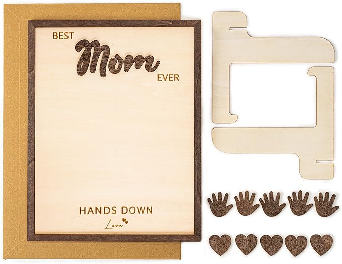 10" Custom Mothers day gifts for mom from daughter/son - Best Mom Ever Hands Down Sign – Gifts for Mom from kids - Diy mothers day Handprint Gift from Kids, Personalized Best mom ever gifts