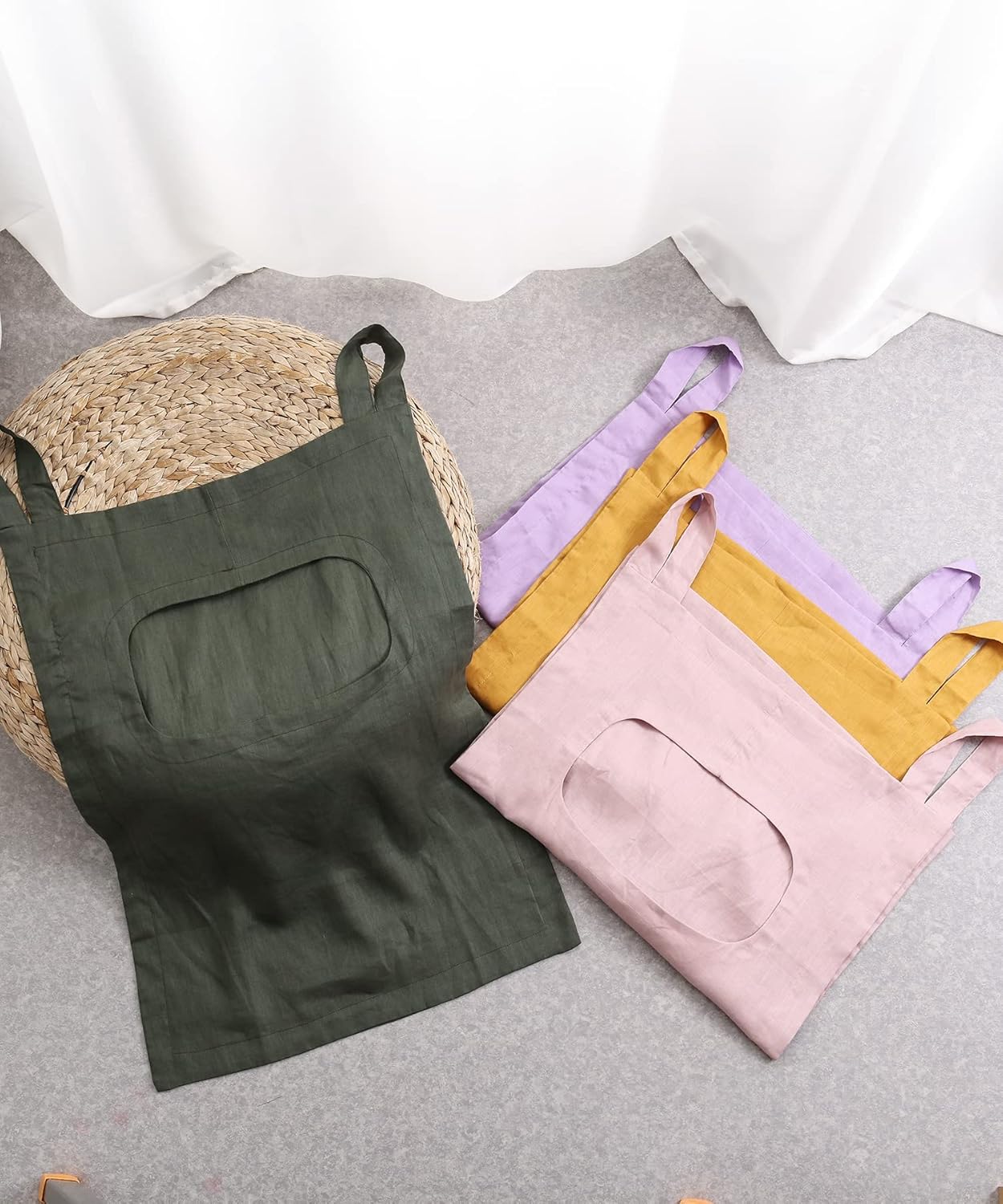 Amazhiyu 100% Linen Door Hanging Laundry Hamper Bag, 19x27 Inches Pink - NestledHome