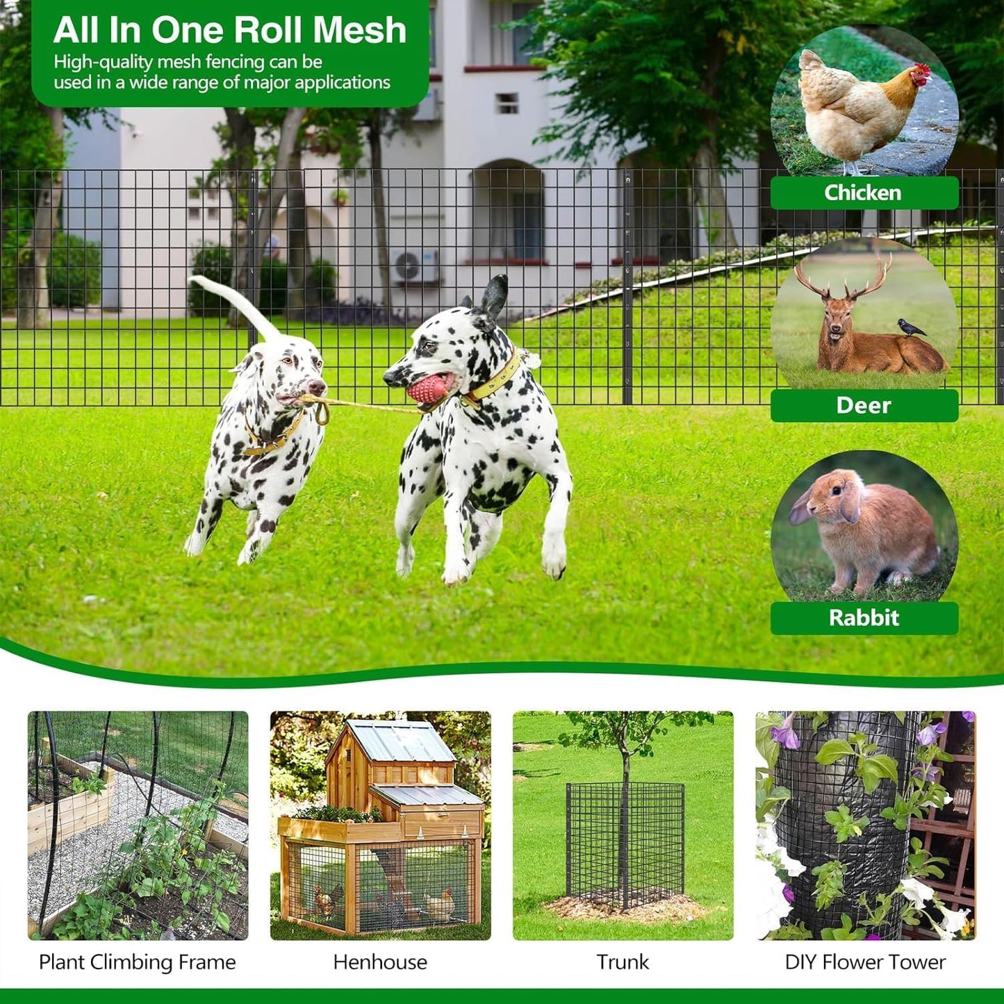 Welded Wire Fence, 50ft(L) x 48inch(H) Garden Fence for Dog, 2 Inch x 3 Inch 16GA Fencing for Chicken, PVC Coated Anti-Rust Roll Metal Wire Mesh Fence for Yard Vegetable, Black