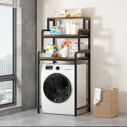 3-Tier Bathroom Room Shelf Washing Machine Storage Utility Rack Over The Toilet Washer Dryer Storage Bathroom Organizer Rack Space Saving Shelving Units Clothes Dryers Shelf - NestledHome