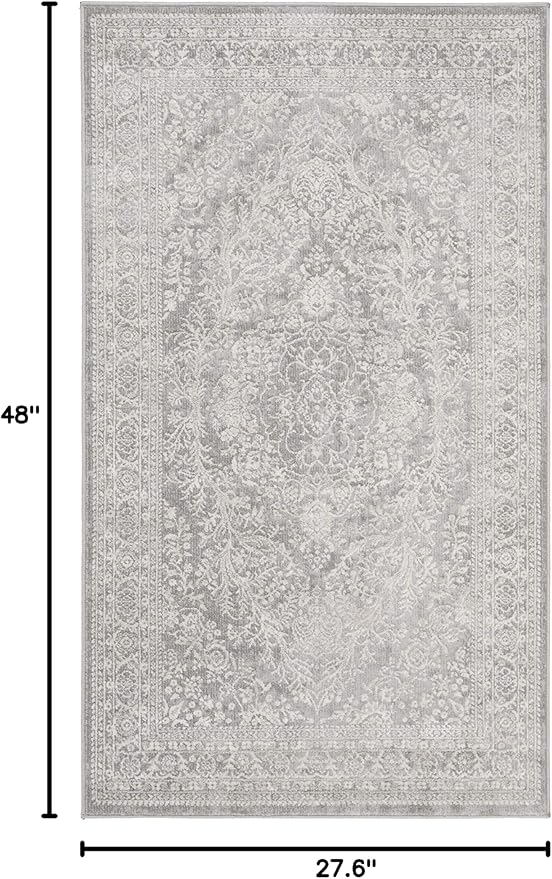 SAFAVIEH Reflection Collection Accent Rug - 2'3" x 4', Light Grey & Cream, , Non-Shedding & Easy Cleaning, Ideal for Foyer, Living Room, Bedroom (RFT668G)
