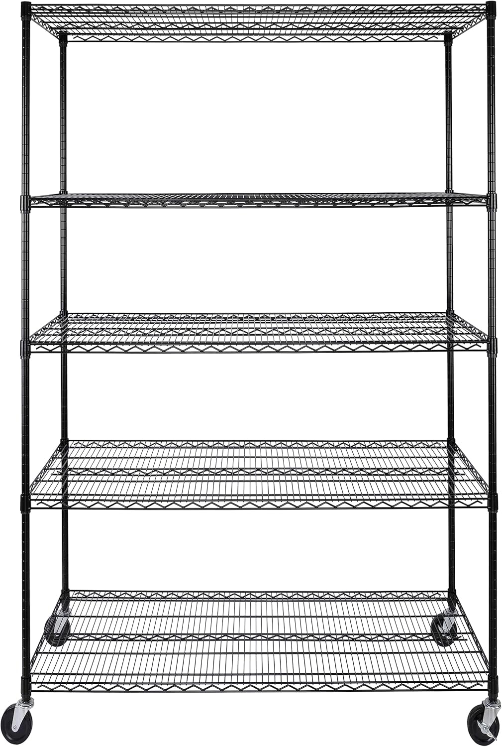 Seville Classics UltraDurable Heavy Duty NSF Solid Steel Wire Rack Storage Unit, Organizer for Garage, Warehouse, Office, Restaurant, Classroom, Kitchen, Black, 5-Tier Shelving, 48" W x 24" D - NestledHome