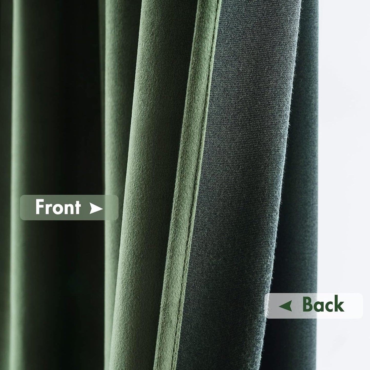 MIULEE Olive Green Velvet Curtains 96 Inches Long, Thermal Insulated Blackout Drapes for Bedroom Living Room Patio Door, Light Blocking Window Panels, Rod Pocket, Set of 2 W66 x L84