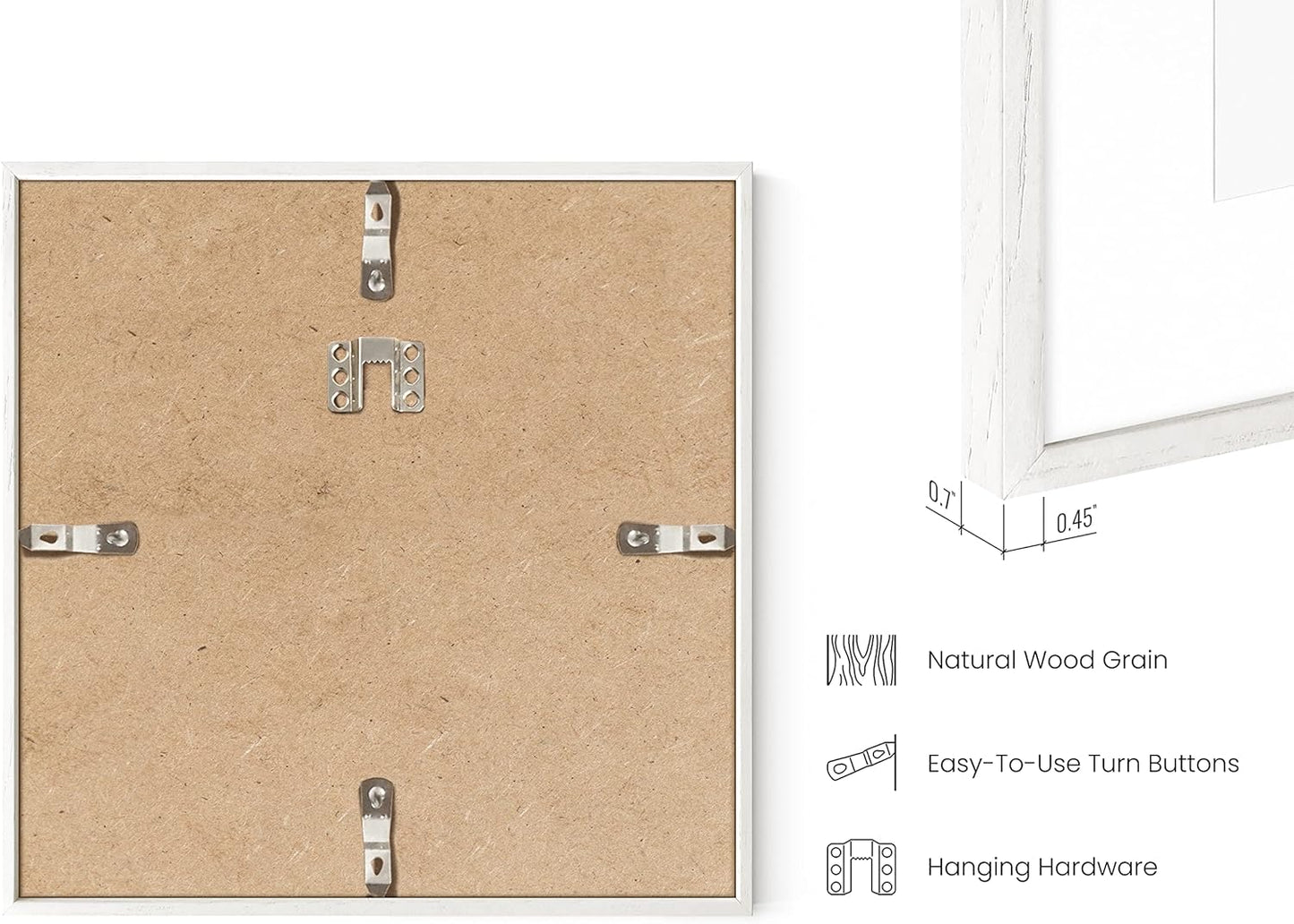 HAUS AND HUES White Square Frames Set of 3-8x8