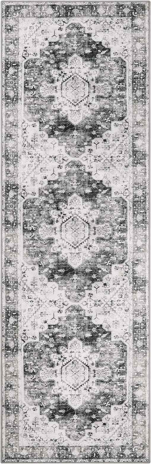 Moynesa Ultra-Thin Washable Runner Rug 2x7 for Hallway Non-Slip, Grey Kitchen Runner Rugs with Rubber Backing, Long Non Shedding Low Pile Bedroom Bedside Carpet for Bathroom Laundry Living Room