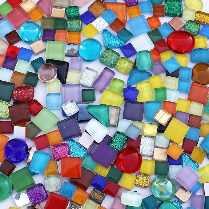 LITMIND Assorted Colors Irregular Crystal Mosaic Tiles, 9oz Value Pack - Perfect for Art Crafts, Mosaic Making Projects, Home Decor, and More