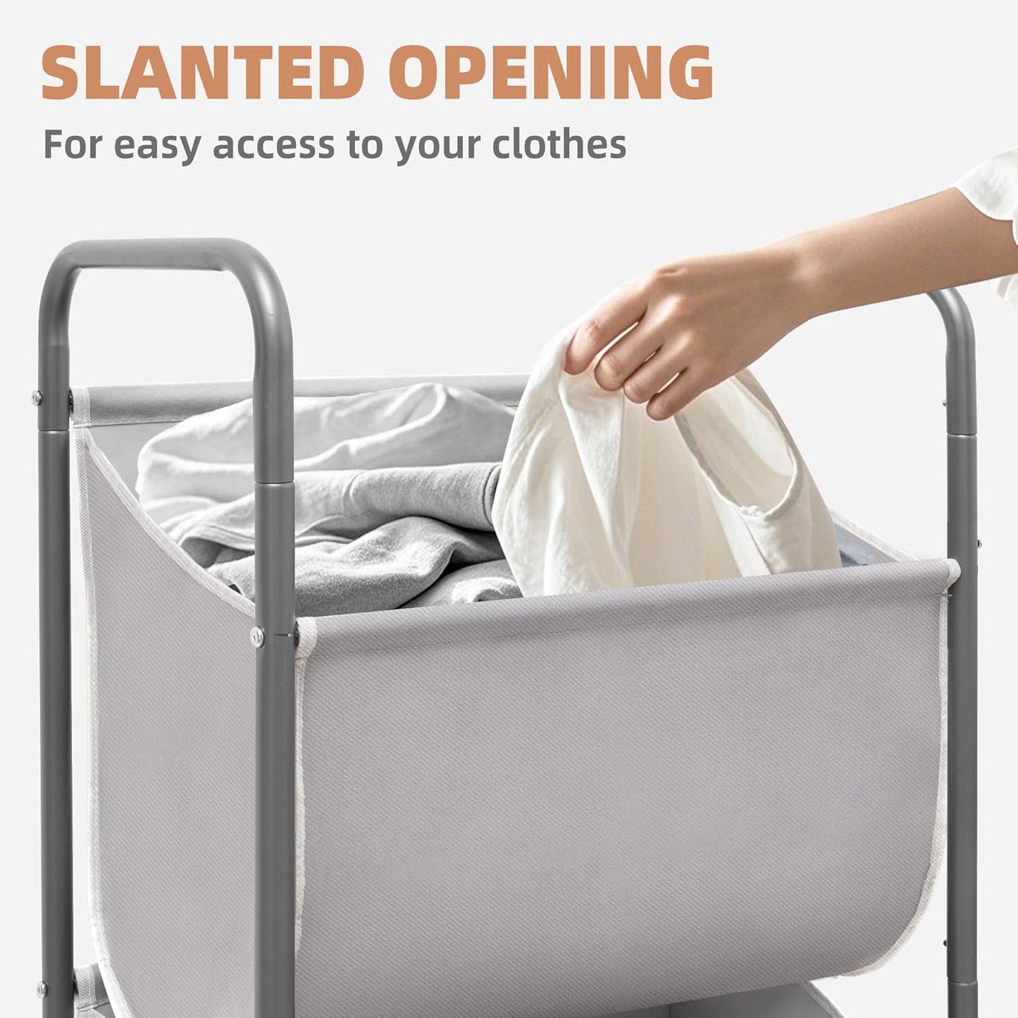 STORAGE MANIAC 120 Liters Vertical Rolling Laundry Hamper, 3 Section Laundry Sorter with Wheels and 2 Breaks, 3-tier Laundry Baskets for Small Space, Dorm, Laundry Room, Closet, Bathroom, Gray 3-tier - NestledHome