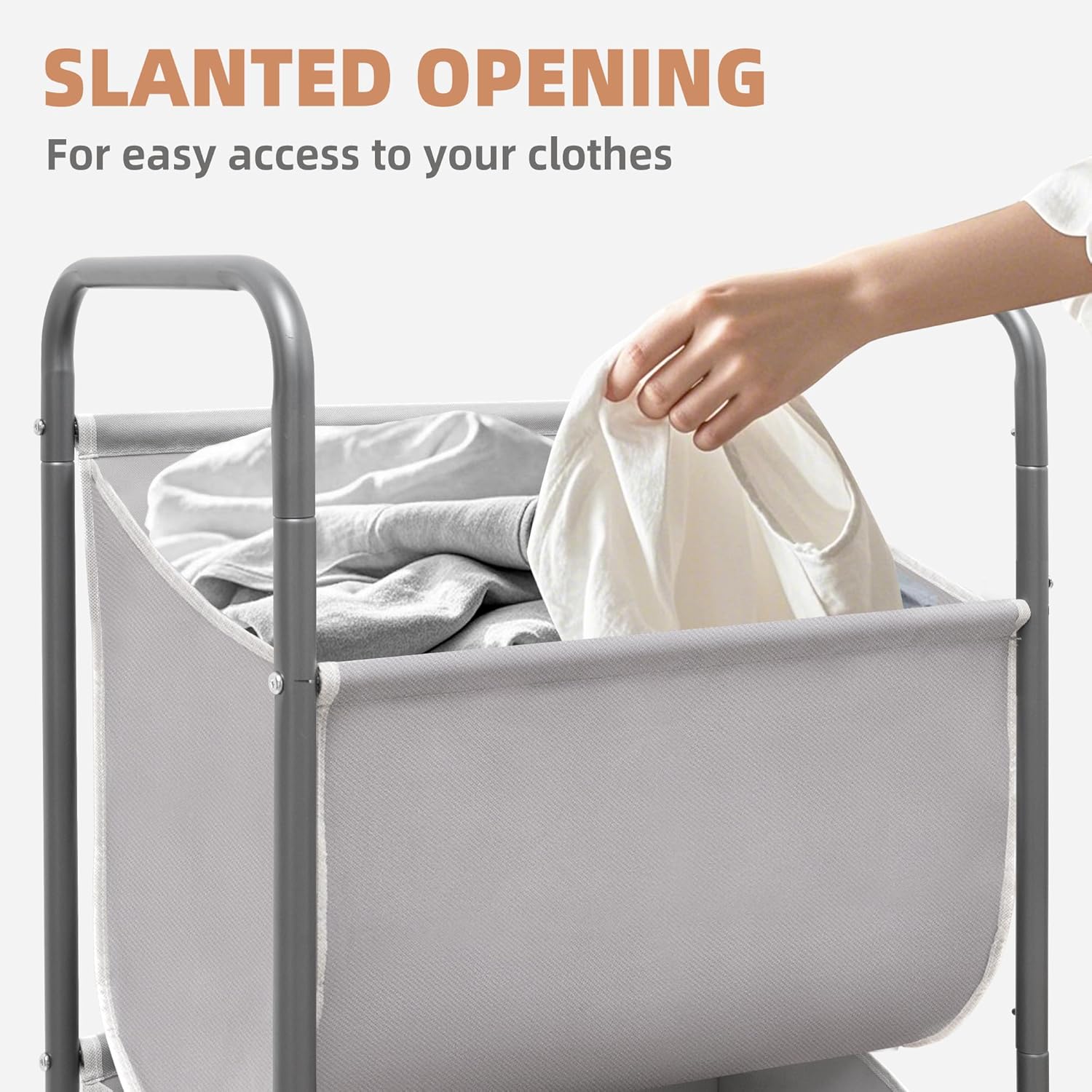 STORAGE MANIAC 120 Liters Vertical Rolling Laundry Hamper, 3 Section Laundry Sorter with Wheels and 2 Breaks, 3-tier Laundry Baskets for Small Space, Dorm, Laundry Room, Closet, Bathroom, Gray 3-tier - NestledHome