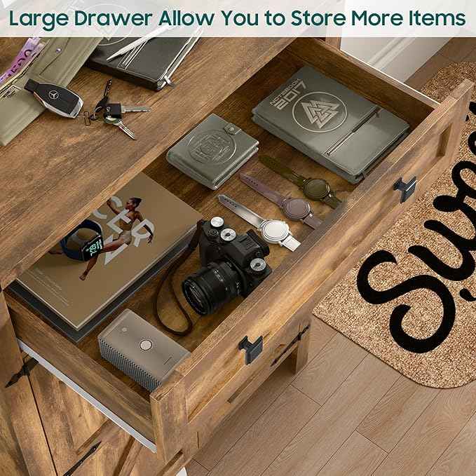 Shoe Storage Cabinet, 5-Tier Farmhouse Shoe Cabinet with Adjustable Shelves & Drawer, Wooden Shoes Rack Cabinets Storage Organizer with Doors for Entryway, Hallway, Closet, Living Room, Rustic Brown