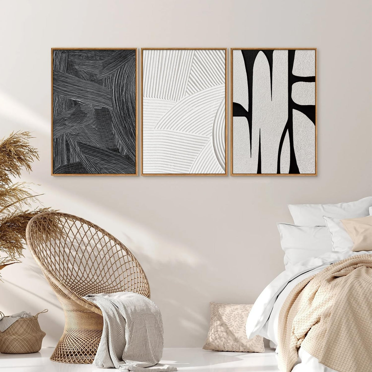 Black and White Framed Canvas Wall Art Set