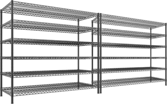 REIBII 83"H Storage Shelves 3840LBS Metal Shelving Unit Garage Shelving Heavy Duty 6 Tier Commercial Adjustable Wire Shelving for Storage Rack for Pantry, Garage, Kitchen, 83"H x 55.5"W x 18"D, 2PCS - NestledHome