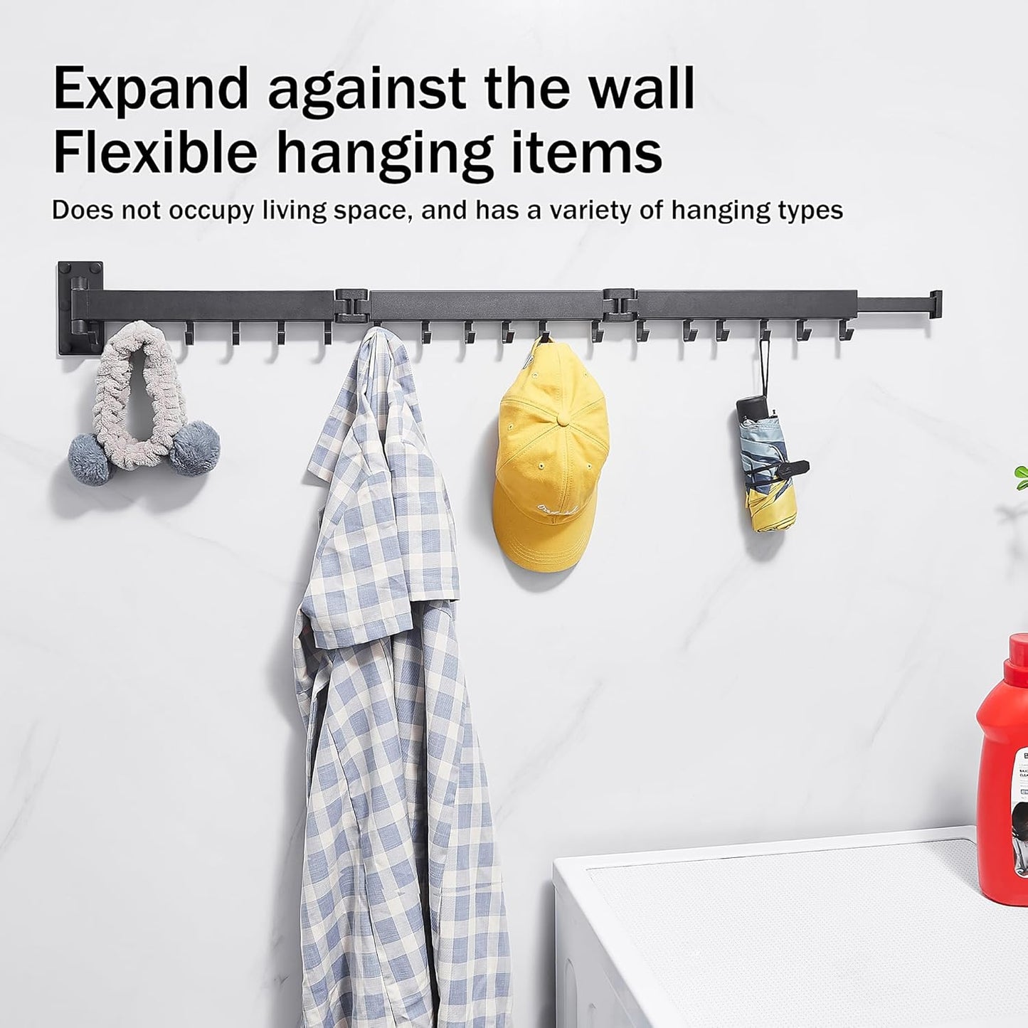 Clothes Drying Rack,Laundry Drying Rack Wall Mount, Space Saver Clothes Rack,Retractable,Collapsible(Tri-Fold), for Balcony,Laundry,Bathroom, Dark Grey Color,3z-g02 - NestledHome