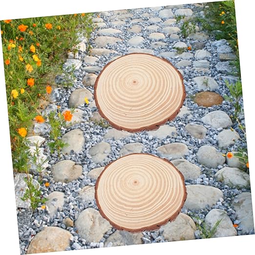 HANABASS 2pcs Wooden Garden Stepping Stones Outdoor for Decorative Walkway DIY Stepping Stone Kit