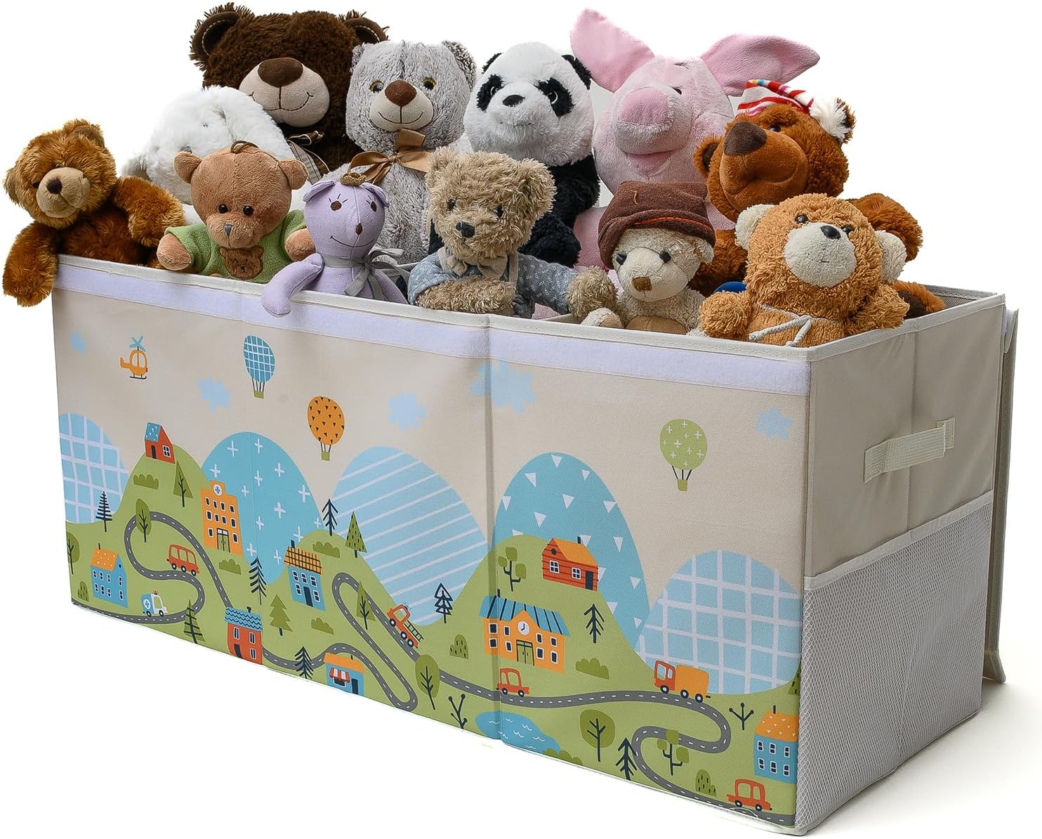 Extra Large Toy Storage Organizer with Lid - Sturdy, Collapsible Toy Chest Storage Box with Cute Design - Toys Bin with Dividers for Kids, Boys, Girls, Nursery, Bedroom, Play room 37"x16"x14" - NestledHome