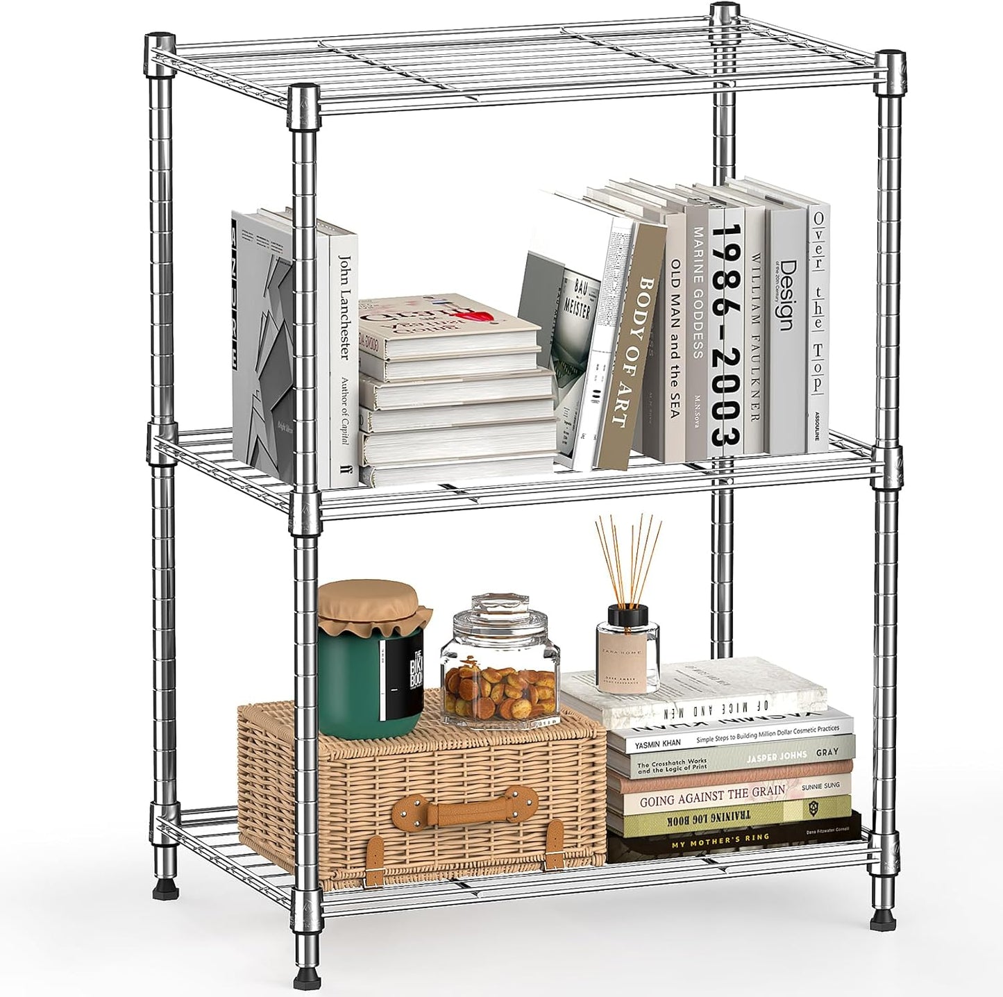 450 lbs Wire Storage Shelving 3-Tier Utility Shelving Unit Steel Organizer Wire Rack for Home,Kitchen,Office,Chrome(11.8" D x 17.7" W x 26.4" H) - NestledHome