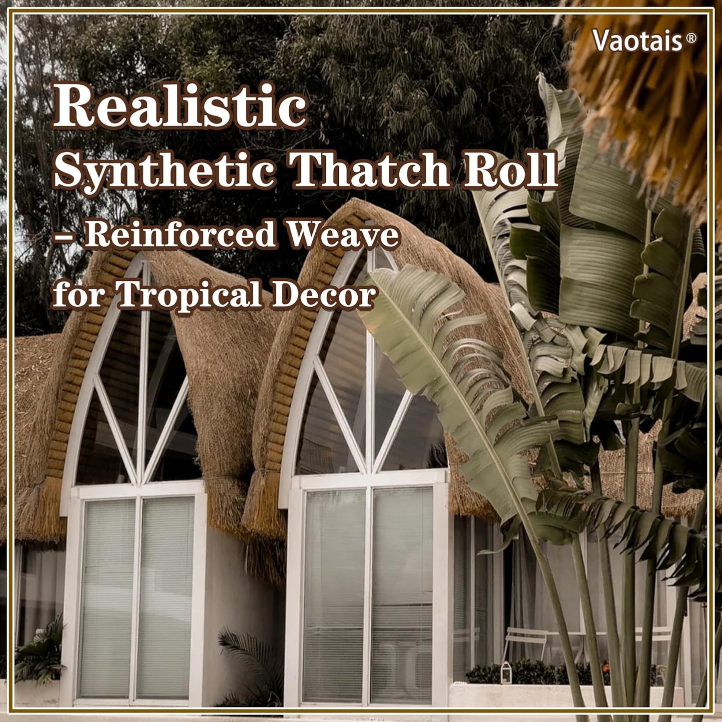 Realistic Synthetic Thatch Roll Sun-Bleached Yellow - 18 & 30 Inch Widths - Reinforced Weave for Mexican Palapa, Tiki Bars, Hawaiian Parties & Patio Decor (18 Inch Width x 20 Feet Length)
