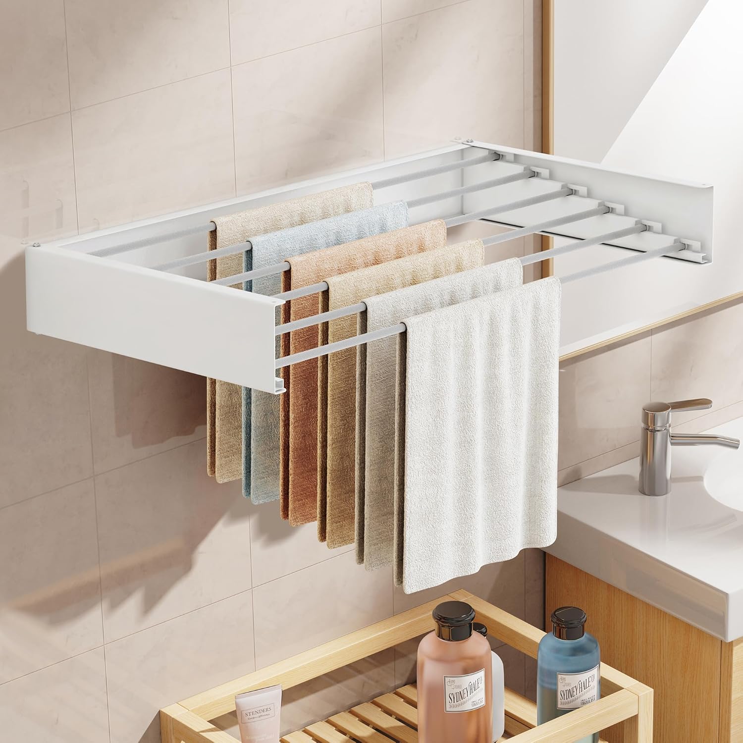 Wall Mounted Drying Rack,Drying Rack Clothing,Collapsible Hanging Racks for Laundry(35.5"-White) - NestledHome