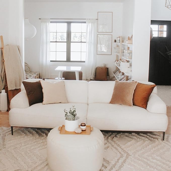 MONDAY MOOSE Decorative Throw Pillow Covers Cushion Cases, Set of 4 Soft Velvet Modern Double-Sided Designs, Mix and Match for Home Decor, Pillow Inserts Not Included (24x24 inch, Brown/Beige)