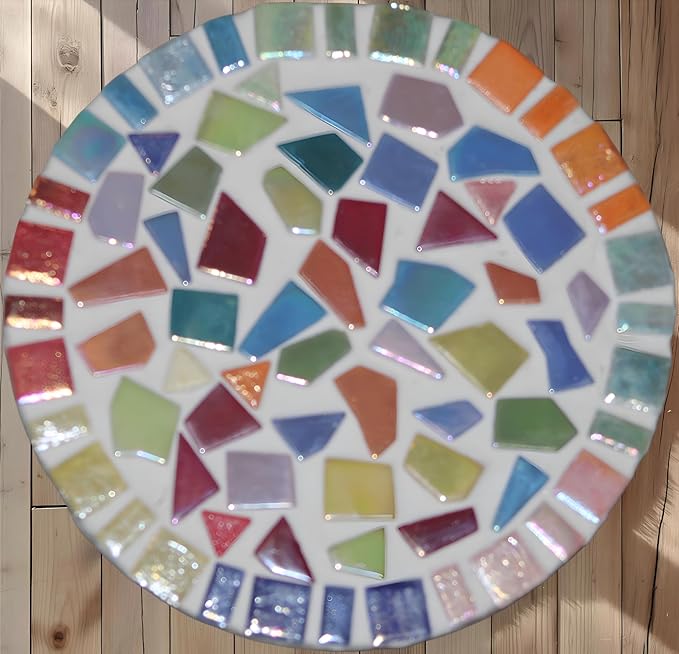 Irregular Glass Mosaic Tiles Bulk 500g Glossy and Iridescent Mosaic Glass Tiles for DIY Projects and Arts and Crafts Solid Colors and Mixes (Iridescent Purple)