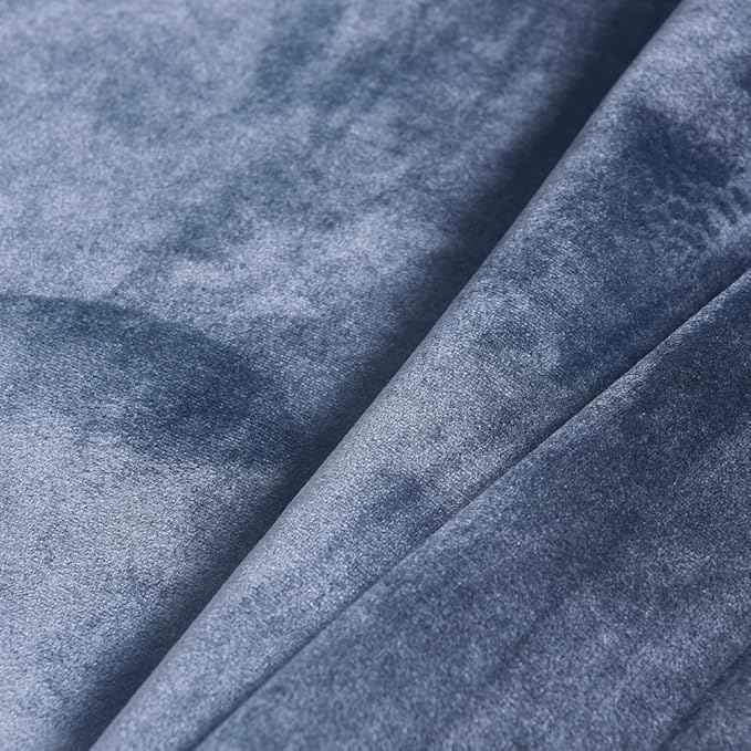 Cherry Home Super Soft Luxury Velvet Texture Curtains Stone Blue Blackout Drapes Room Darkening Curtains Panel Grommet Drapery 52 by 72 inch Dusty Blue,2 Panels for Living Room