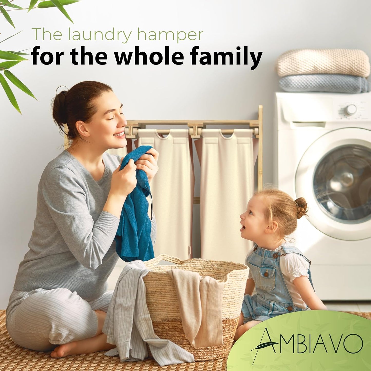 Laundry basket with wheels beige - Large Bamboo Laundry Sorter with Removable Cotton Bags - 3 Section laundry room organization - Durable, Eco-Friendly, and Stylish Storage Solution for Home - NestledHome