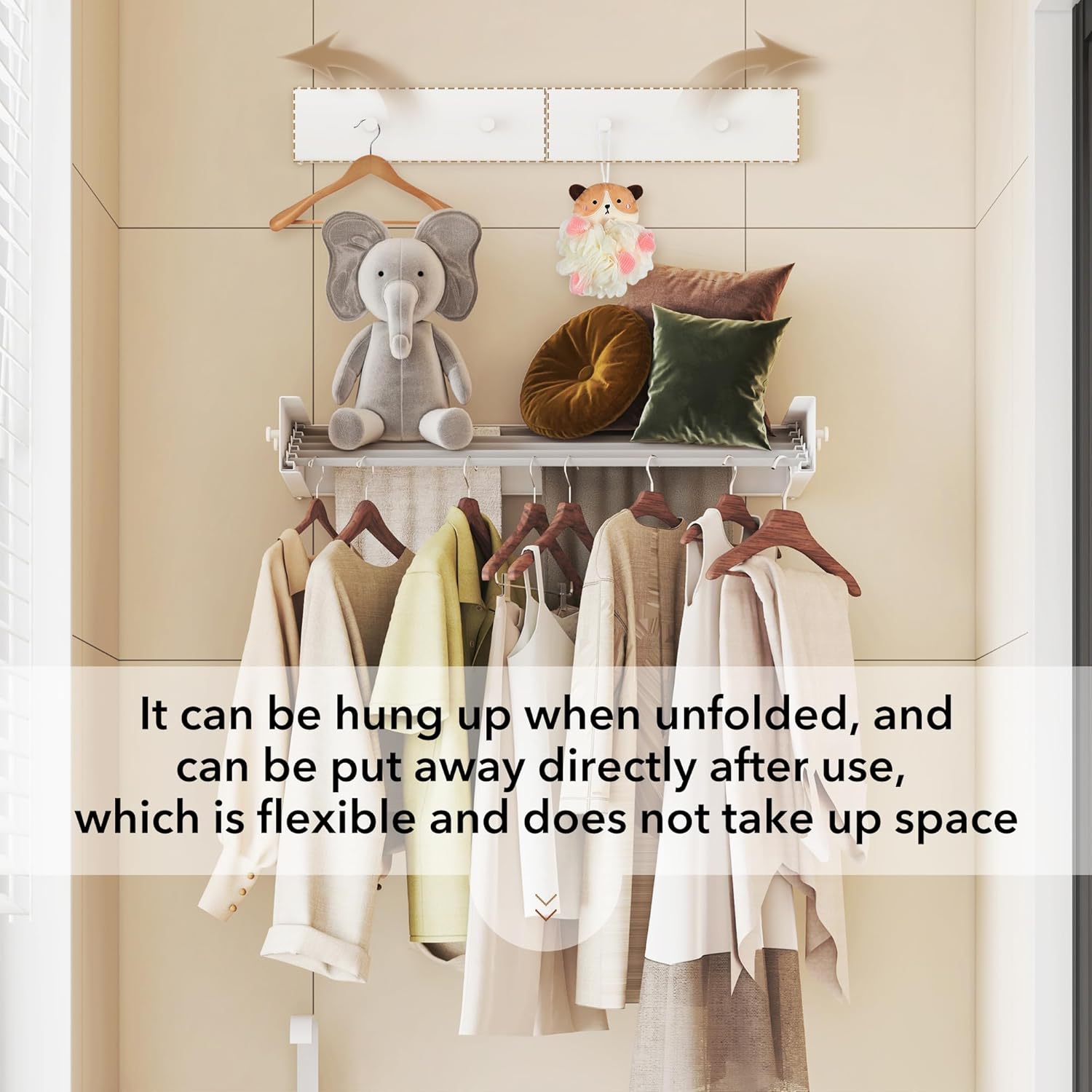 Upgrade Wall Mounted Clothes Drying Rack, 31.5 Inch, Foldable, Collapsible, Retractable, White - NestledHome