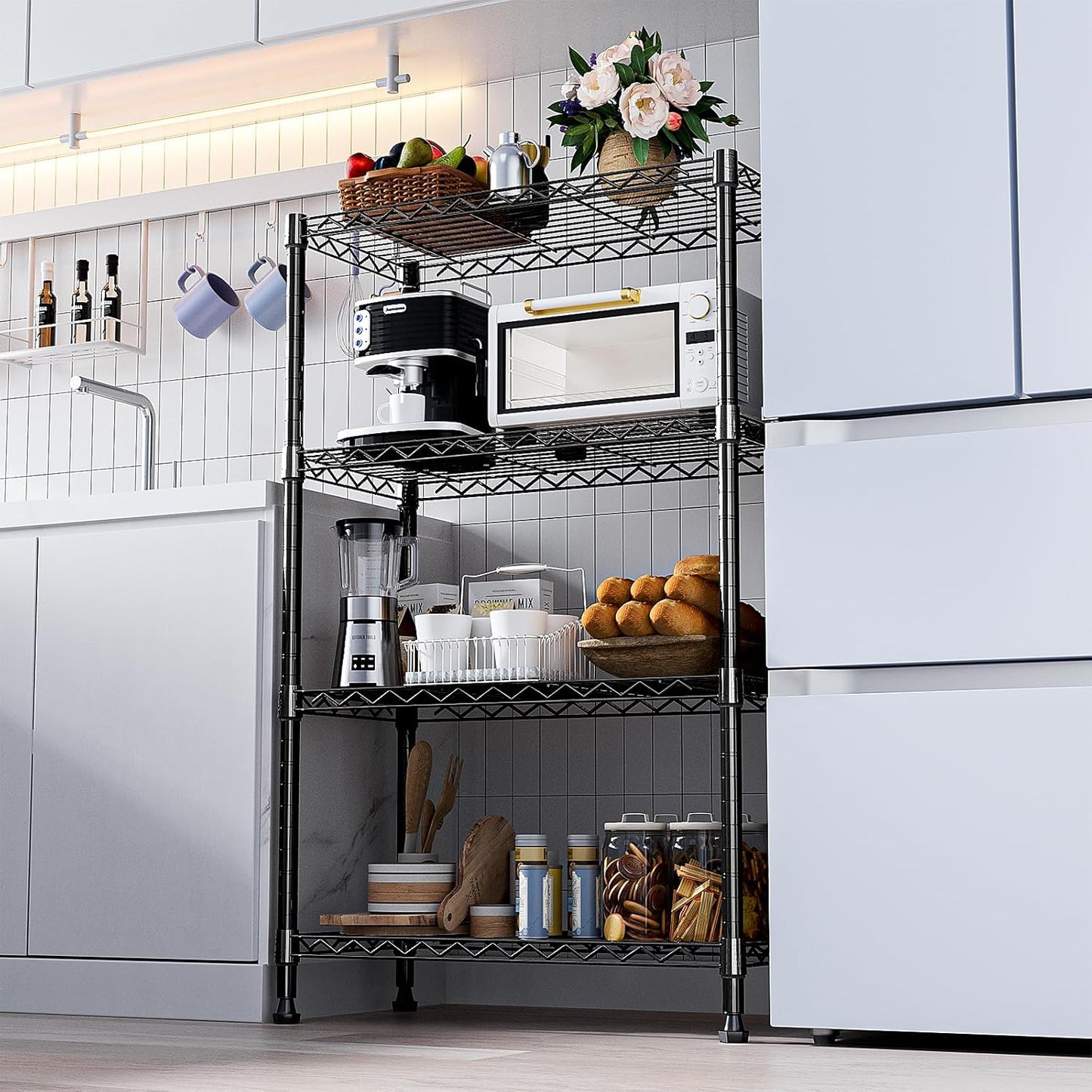 1000 lbs Storage Shelving Steel Heavy Duty 4-Tier Utility Shelving Unit Steel Organizer Wire Rack for Home,Kitchen,Office (13.7" D x 29.5" W x 47.2" H) - NestledHome