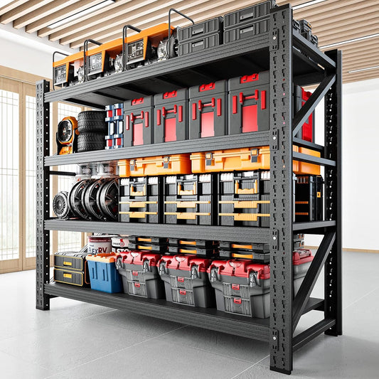 3000LBS Storage Shelves,48" W Garage Shelving Heavy Duty Metal Adjustable Garage Shelves, Shelving Units Industrial Shelving for Warehouse,48" W x 24" D x 69" H,Black - NestledHome