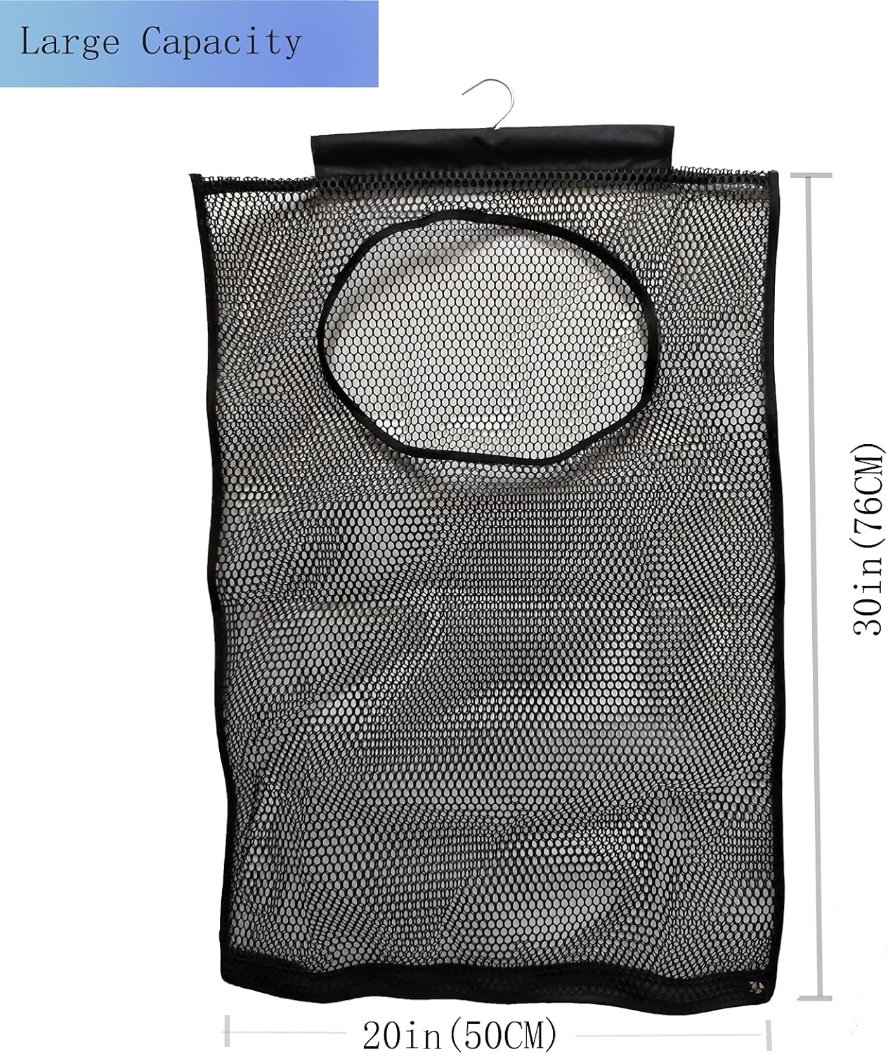 Hanging Mesh Laundry Hamper (30in*20in*2in) Large Dirty Clothes Bag, Can Be Used Behind The Door & Closet & Caravan& Bathroom (Black) - NestledHome