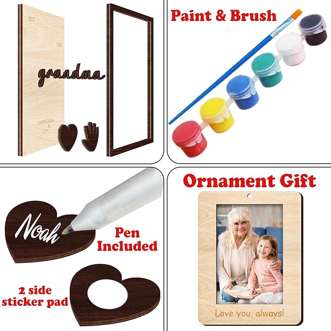 10" Hands Down Best Grandma Ever DIY Handprint Gifts for Grandma with Paints, Craft for Nana from Kids, Family Keepsake Plaque Birthday Gift Mother's Day for Grandmother, Grammy HF620