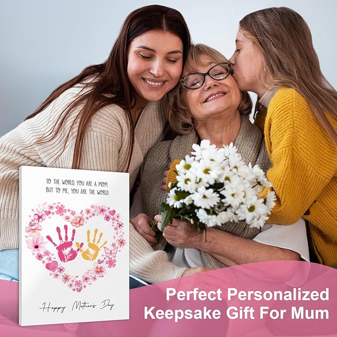 MIKAYENUS Happy Mother's Day Handprint Craft & Art Activity - DIY Handprint Gifts For Grandparents, Mom From Kid, Son, Daughter - First Mothers Day Gifts For Mom From Kids Arts And Crafts