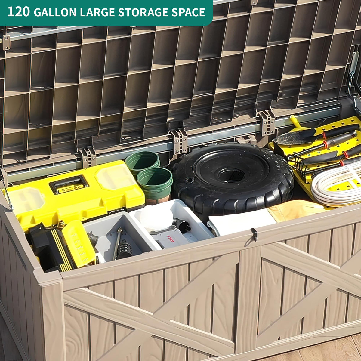 150 Gallon Large Outdoor Storage Box with X