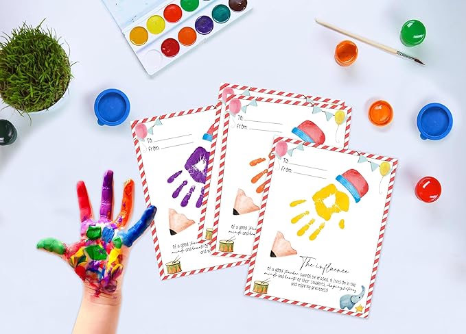 Handprint Kit for Teacher Appreciation Gifts, 10 Bulk Personalized Teacher Appreciation Cards, 8.5x11 Inch DIY Art Handprint Keepsake end of Year Gifts for Day Care Graduation or Back to School