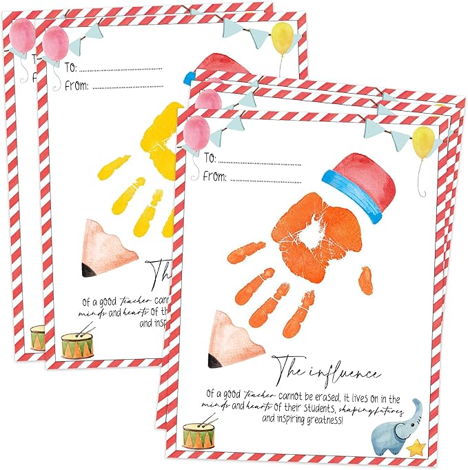 Handprint Kit for Teacher Appreciation Gifts, 10 Bulk Personalized Teacher Appreciation Cards, 8.5x11 Inch DIY Art Handprint Keepsake end of Year Gifts for Day Care Graduation or Back to School
