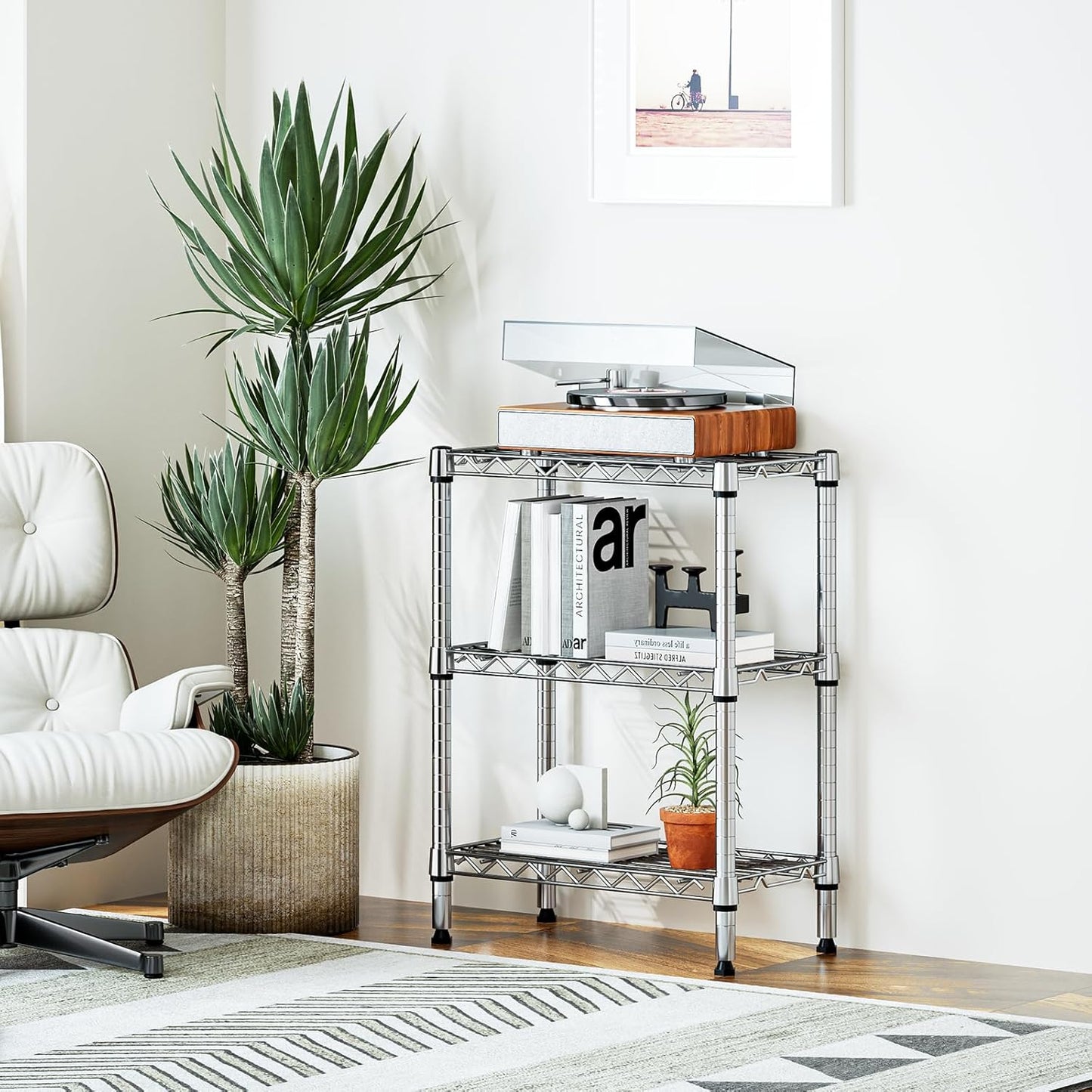 750 lbs 3 Tier Shelf Metal Storage Shelves Wire Rack Closet Organizers with PP Board for Garage Kitchen Bathroom Laundry Chrome 11.8" D x 21.7" W x 28.6" H - NestledHome