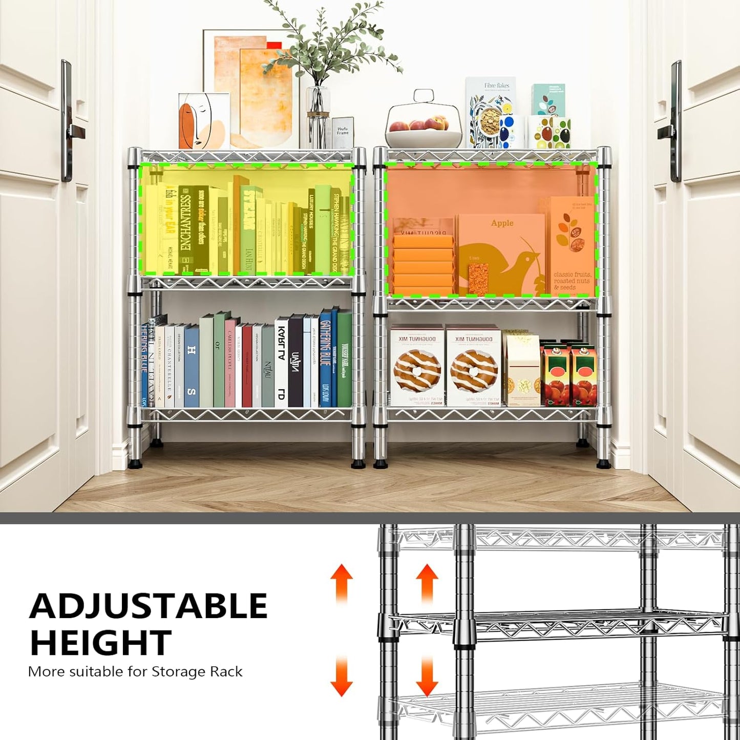 750 lbs 3 Tier Shelf Metal Storage Shelves Wire Rack Closet Organizers with PP Board for Garage Kitchen Bathroom Laundry Chrome 11.8" D x 21.7" W x 28.6" H - NestledHome
