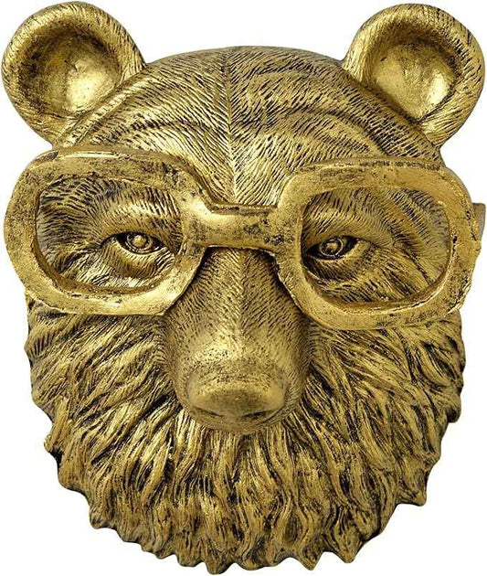 montresor Animal Head Wall Art Sculpture Gold Bear Vintage 3D Wall Decor Art for Whimsigoth Home Wall Decor Lightweight Material Accent Wall Hanging Room Decor for Maximalist Decor (Bear)