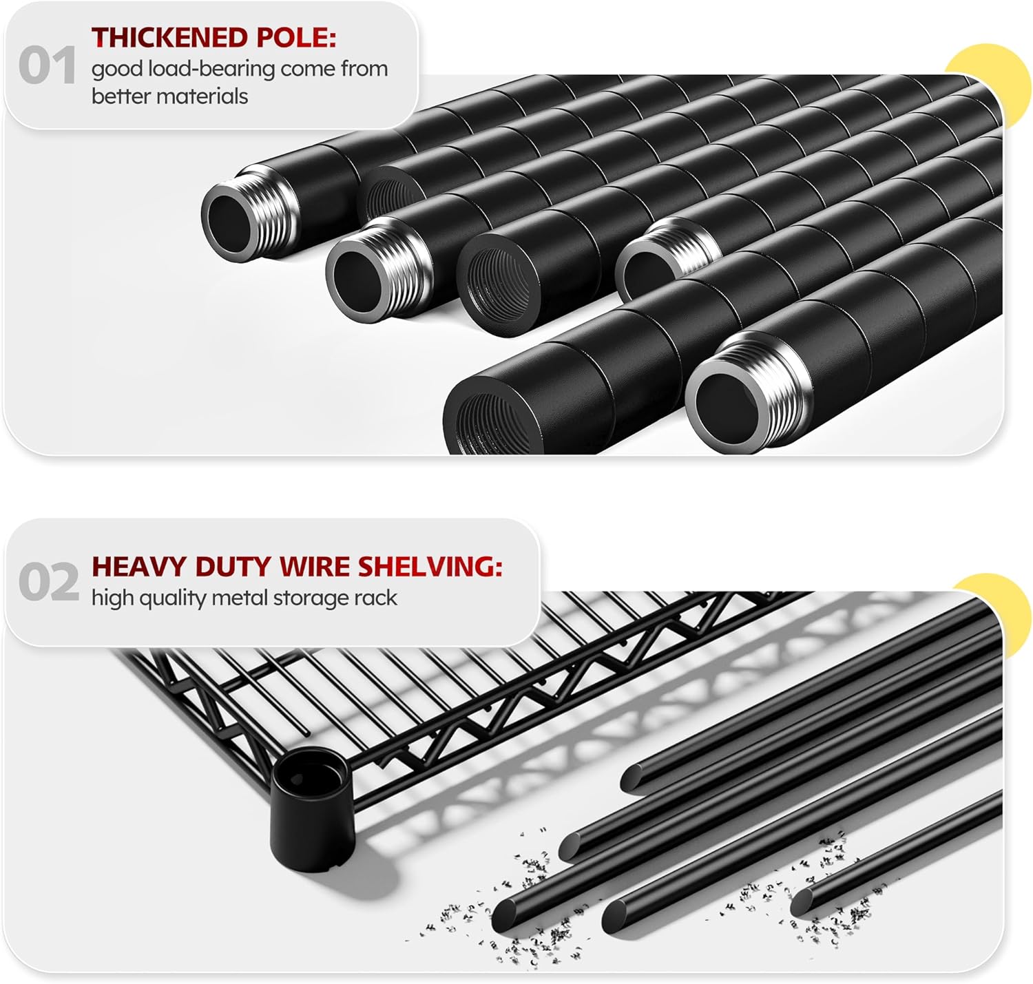 REIBII 55.5''W Heavy Duty Metal Shelves with Wheels - 4PCS Adjustable Garage Storage Rack, 75.6" H X 55.5''W X 24" D - NestledHome